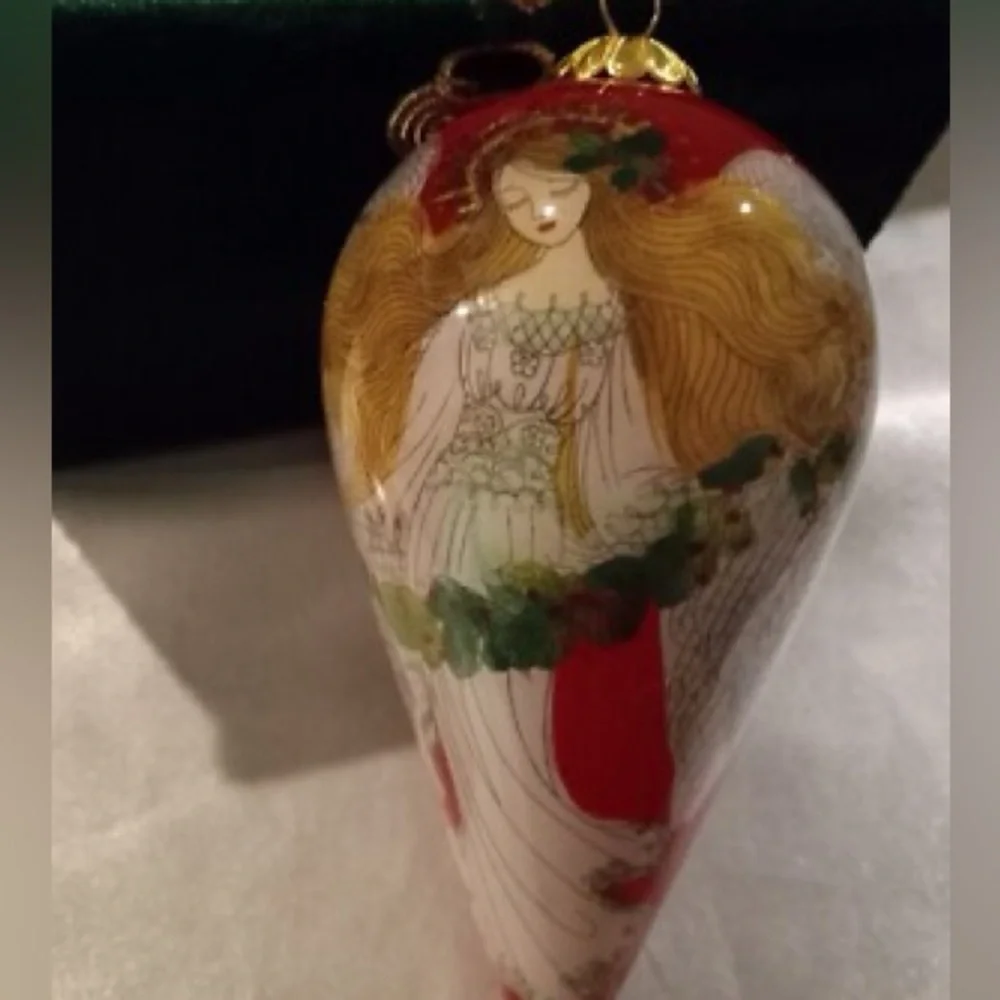 Pier 1 Imports 2011 Li Bien Angel Tear Drop Glass Ornament Christmas Angel